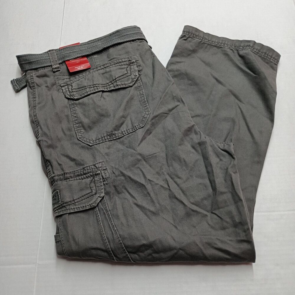Union Bay Survivor Cargo Pants Men's 44x30 Gray Goose + Belt Outdoor Hiking